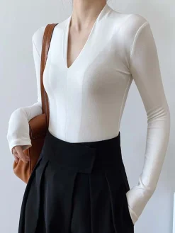 COMMENSE Solid Long Sleeve Knit Top* Sweater Tops|Sweaters & Cardigans