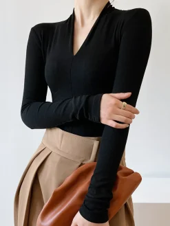 COMMENSE Solid Long Sleeve Knit Top* Sweater Tops|Sweaters & Cardigans