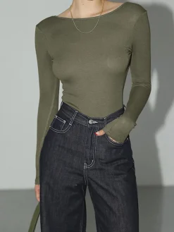 COMMENSE Solid Open Back Bodysuit* Bodysuits|Bodysuits