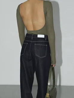 COMMENSE Solid Open Back Bodysuit* Bodysuits|Bodysuits
