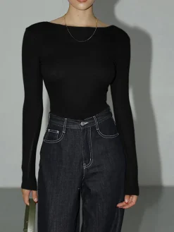 COMMENSE Solid Open Back Bodysuit* Bodysuits|Bodysuits
