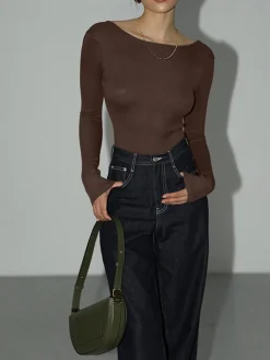 COMMENSE Solid Open Back Bodysuit* Bodysuits|Bodysuits