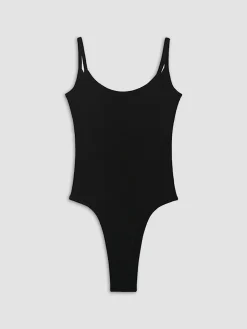 COMMENSE Solid Open Back Cutout Clip Bodysuit* Bodysuits|Bodysuits