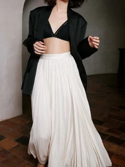 COMMENSE Solid Pleated Maxi Skirt* Skirts|Bottoms