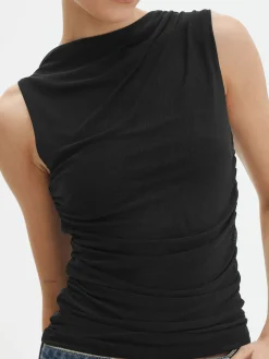 COMMENSE Solid Pleated Tank Top* Tank Tops & Camis|Tops