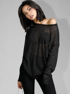 COMMENSE Solid Sheer Long Sleeve Top* T-shirts|Tops
