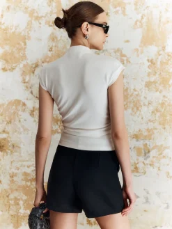 COMMENSE Solid Stand Collar Slim T-Shirt* T-shirts|Tops