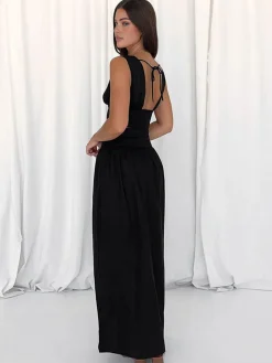 COMMENSE Solid Tie Knot V Neck Skirt Set* Skirt Sets|Long Sleeve Sets