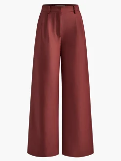 COMMENSE Solid Wide Leg Pants Without Belt* Pants|Wide Leg