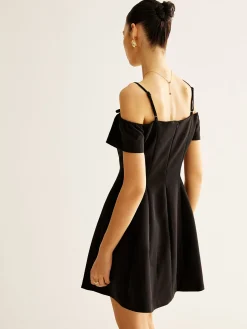 COMMENSE Spaghetti Strap Bow Zipper Dress* Black Dresses|Cocktail & Party Dresses
