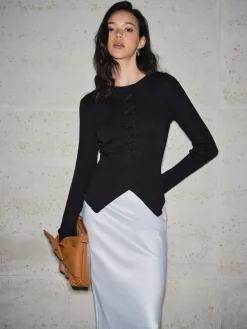 COMMENSE Split Cinched Waist T-Shirt* T-shirts|Tops
