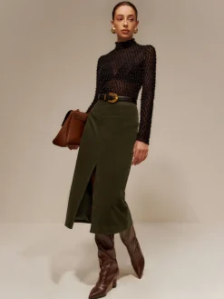 COMMENSE Split Front Corduroy Skirt Without Belt* Skirts|Matching Sets