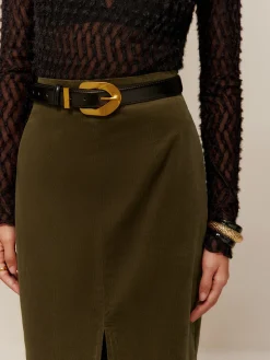 COMMENSE Split Front Corduroy Skirt Without Belt* Skirts|Matching Sets