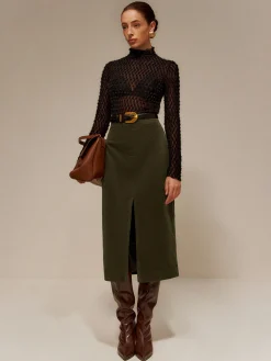 COMMENSE Split Front Corduroy Skirt Without Belt* Skirts|Matching Sets