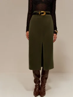 COMMENSE Split Front Corduroy Skirt Without Belt* Skirts|Matching Sets