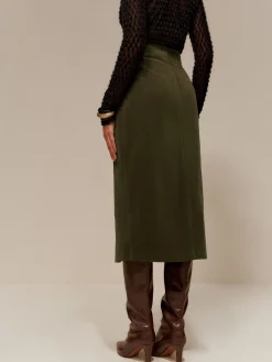 COMMENSE Split Front Corduroy Skirt Without Belt* Skirts|Matching Sets