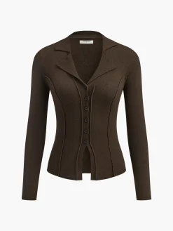 COMMENSE Split Piping Slim Knit Top* Sweater Tops|Sweaters & Cardigans