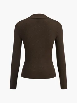 COMMENSE Split Piping Slim Knit Top* Sweater Tops|Sweaters & Cardigans