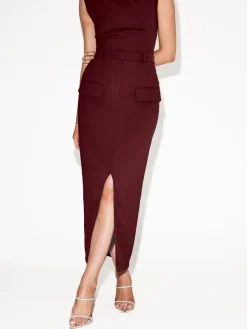 COMMENSE Split-front Solid Midi Skirt* Skirts|Bottoms