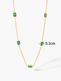 COMMENSE Square Green Zircon Necklace* Necklaces|Accessories