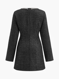 COMMENSE Square Neck Beaded Short Dress* Black Dresses|Cocktail & Party Dresses