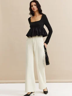 COMMENSE Square Neck Bud Waist Blouse* Blouses & Shirts|Tops
