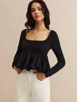 COMMENSE Square Neck Bud Waist Blouse* Blouses & Shirts|Tops