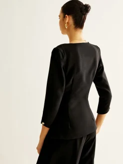 COMMENSE Square Neck Button Down Slit Blouse* Blouses & Shirts|Tops