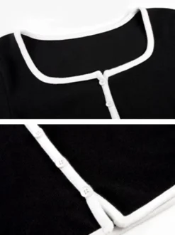 COMMENSE Square Neck Contrast Trim Long Sleeve Knit Shirt* T-shirts|Knitwear