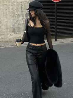 COMMENSE Square Neck Panel Crop Blouse* Crop Tops|Blouses & Shirts