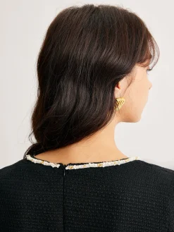 COMMENSE Square Neck Pearl Beaded Dress* Casual Dresses|Work Dresses