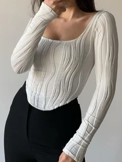 COMMENSE Square Neck Piping Crop T-Shirt* Crop Tops|T-shirts