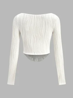 COMMENSE Square Neck Piping Crop T-Shirt* Crop Tops|T-shirts