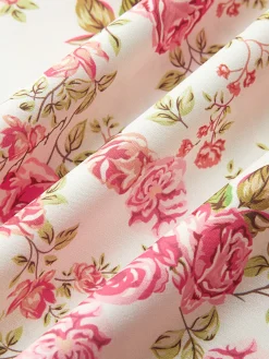 COMMENSE Square Neck Zipper Floral Dress* Floral Dresses|Summer Dresses
