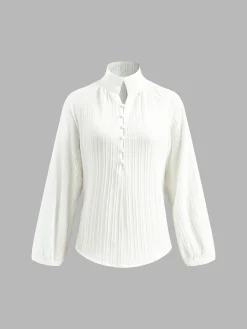 COMMENSE Stand Collar Bishop Sleeve Pants Set* Long Sleeve Sets|Pants Sets