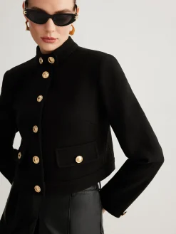 COMMENSE Stand Collar Button Tweed Short Jacket* Outerwear|Jackets