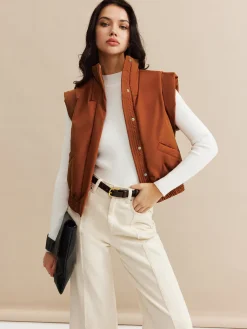 COMMENSE Stand Collar Button Warm Vest* Outerwear|Vests