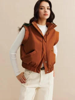 COMMENSE Stand Collar Button Warm Vest* Outerwear|Vests