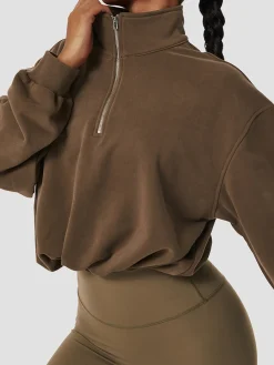 COMMENSE Stand Collar Drawstring & Zipper Sweatshirt* Tops