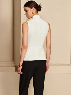 COMMENSE Stand Collar Golden Button Vest* Outerwear|Vests