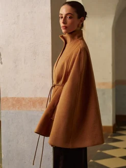 COMMENSE Stand Collar Lariat-Belted Warm Cloak* Outerwear|Tops
