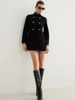COMMENSE Stand Collar Plain Button Blazer* Outerwear|Blazers