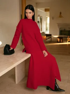 COMMENSE Stand Collar Plain Shift Sweater* Knitwear|Matching Sets