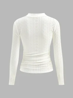 COMMENSE Stand Collar Side-Pleated Skinny Top* Tops