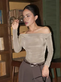COMMENSE Straight Neck Pleated Blouse* Blouses & Shirts|Tops