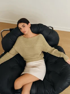 COMMENSE Straight Neck Twist Sweater* Sweater Tops|Sweaters & Cardigans