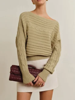 COMMENSE Straight Neck Twist Sweater* Sweater Tops|Sweaters & Cardigans