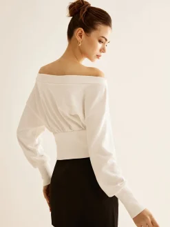 COMMENSE Straight Shoulder Cinched Sweatshirt* Sweatshirts & Hoodies|Tops