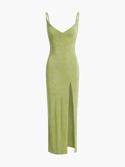 COMMENSE Strap Slit Midi Dress* Sweater Dresses|Casual Dresses