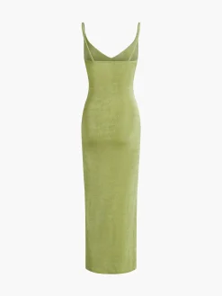 COMMENSE Strap Slit Midi Dress* Sweater Dresses|Casual Dresses